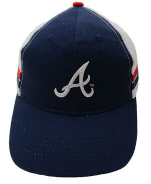 Atlanta Braves Hat Cap Snap Back One Size Blue MLB Baseball Mens Mesh Trucker